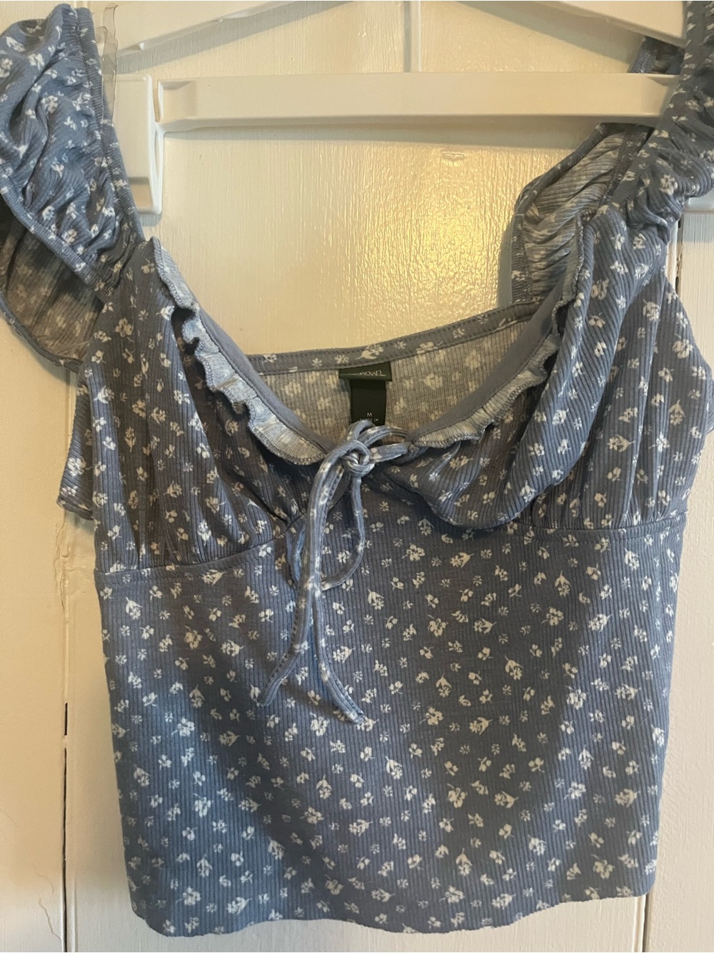 wild fable Light Blue Floral Tie-Front Crop Top